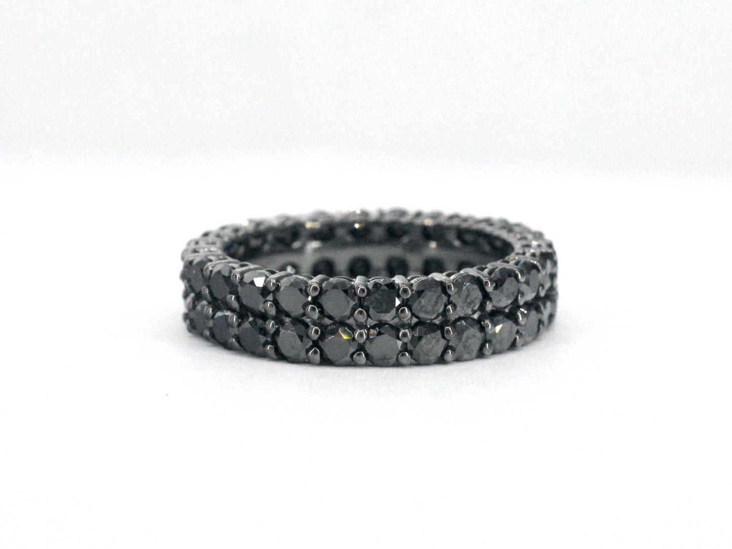 Gouden eternity ring met zwarte diamanten - zwart rhodium