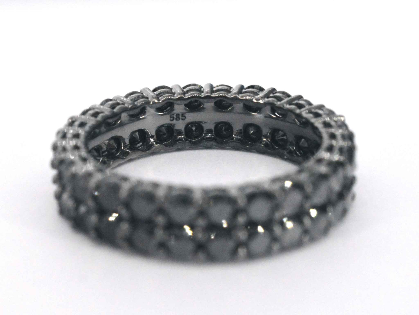 Gouden eternity ring met zwarte diamanten - zwart rhodium