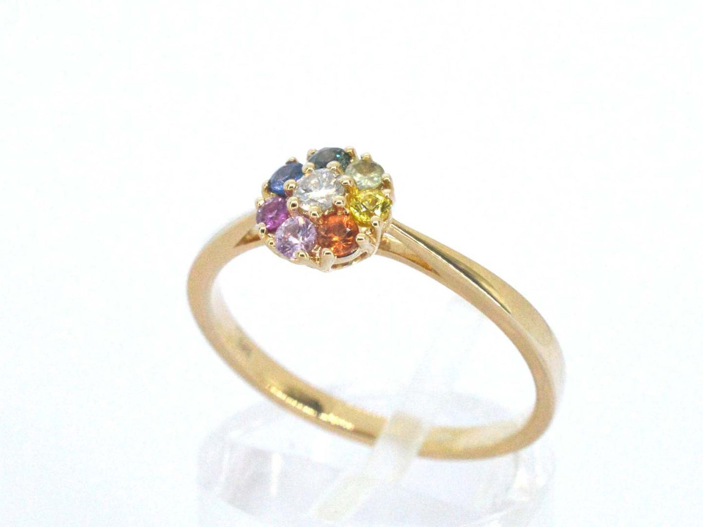 Gouden ring met diamant en multicolour saffieren