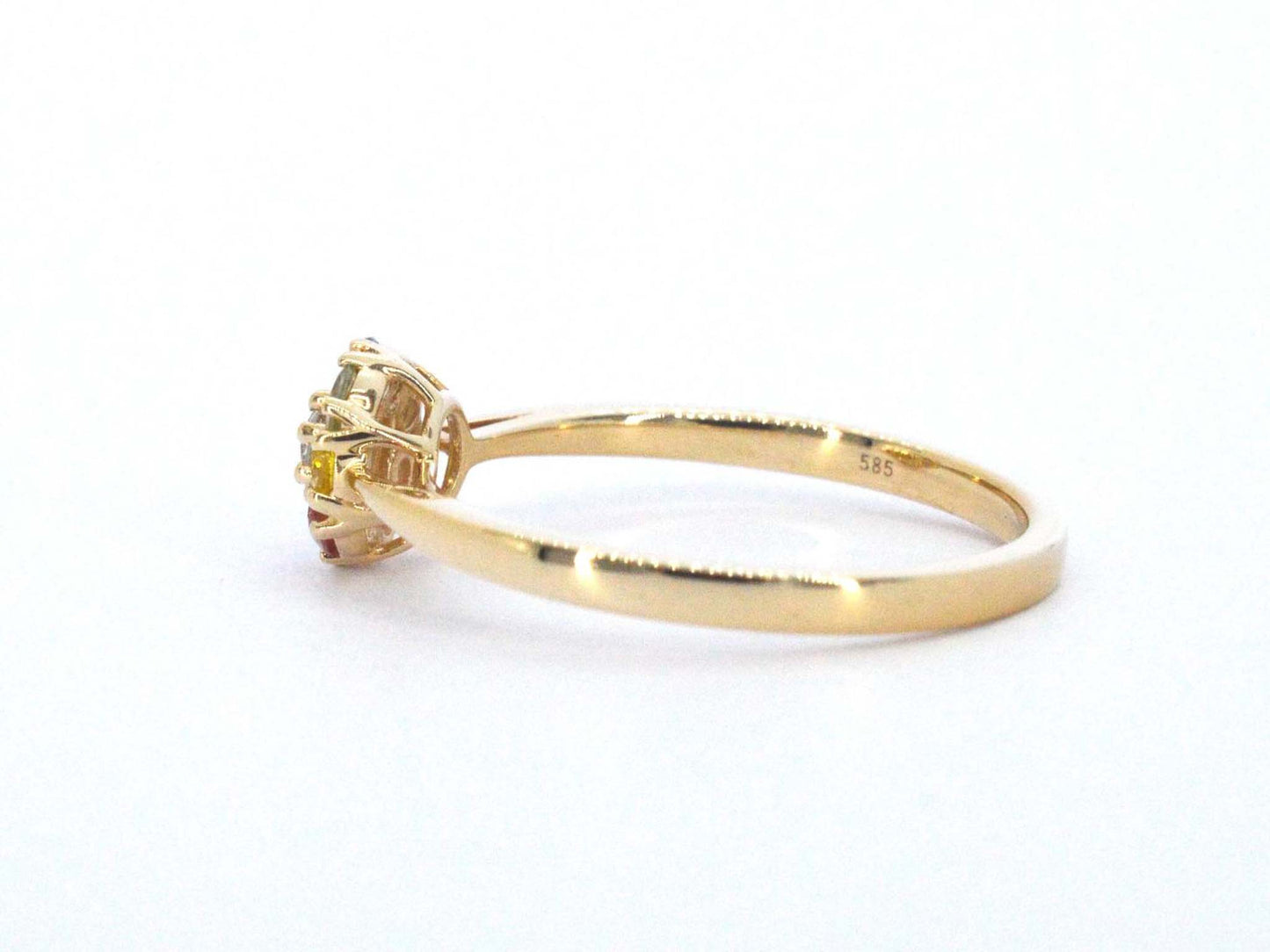 Gouden ring met diamant en multicolour saffieren