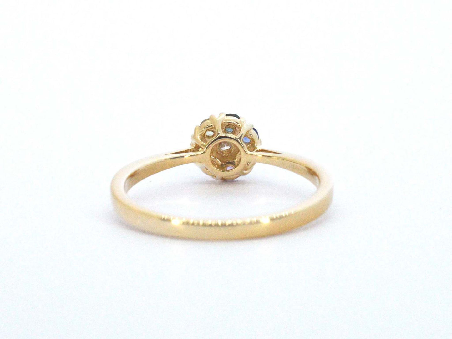 Gouden ring met diamant en multicolour saffieren