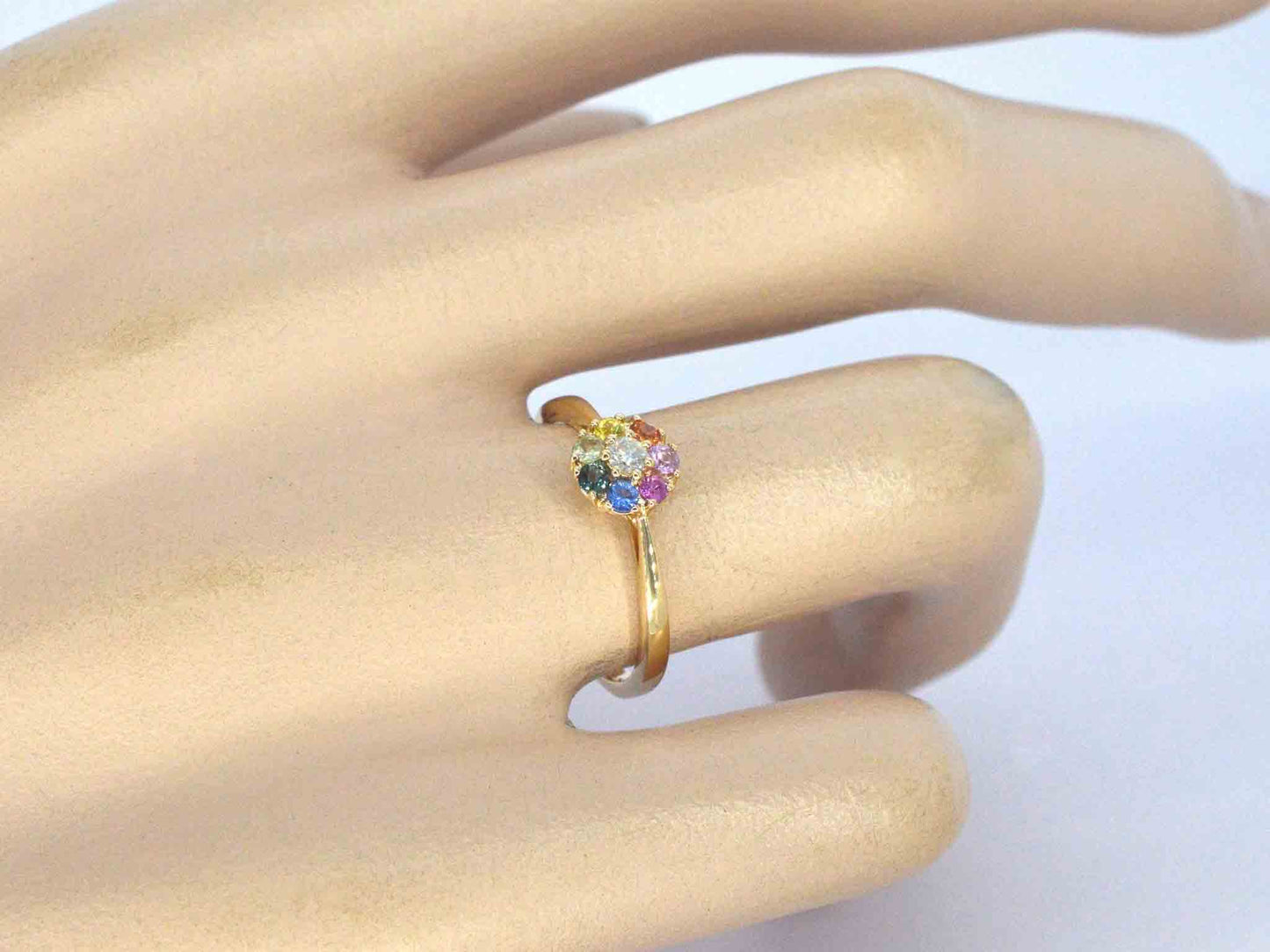 Gouden ring met diamant en multicolour saffieren