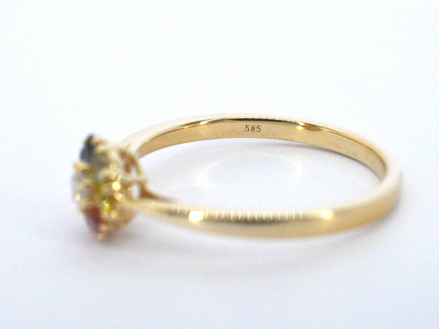 Gouden ring met diamant en multicolour saffieren