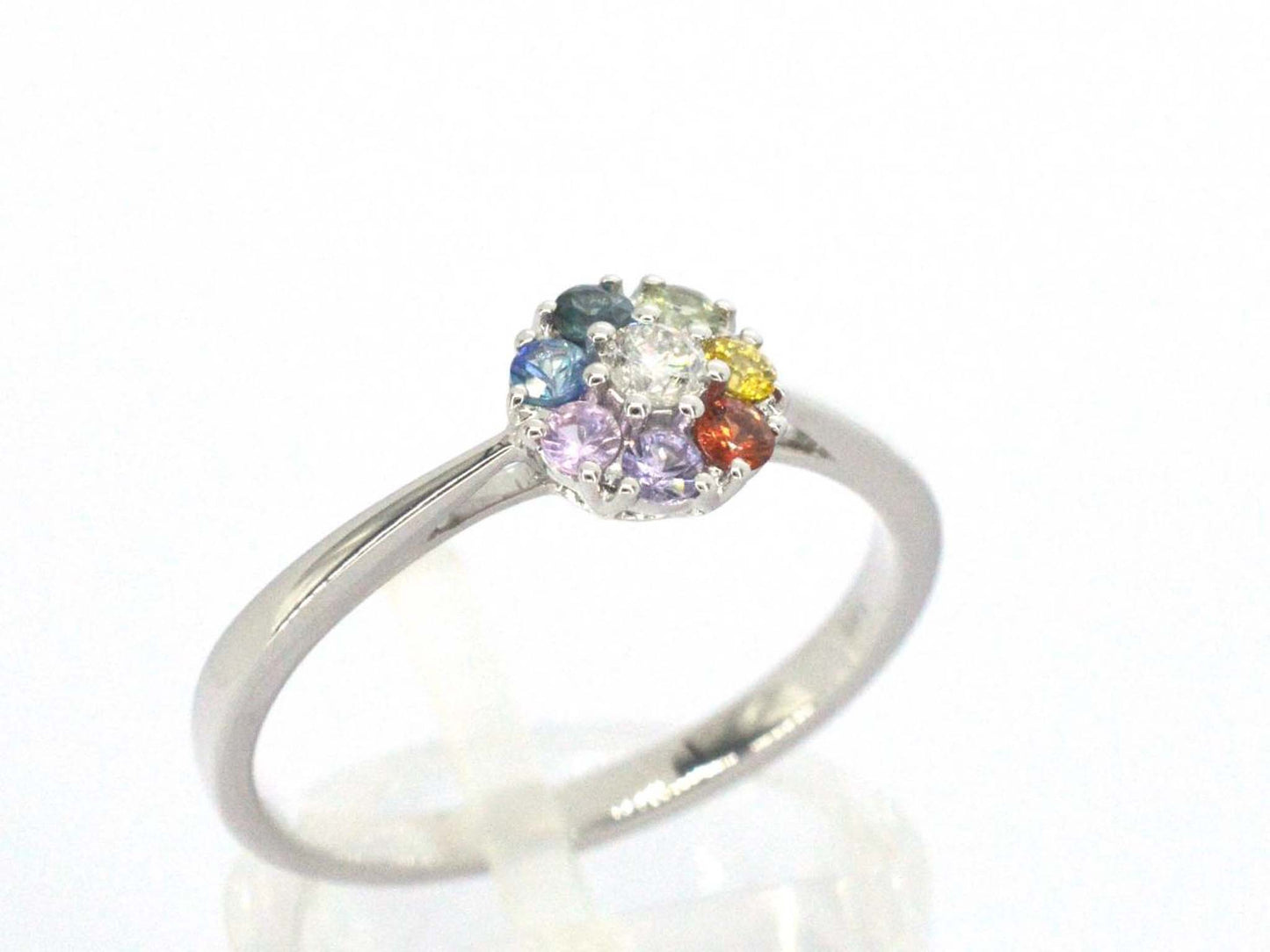 Witgouden ring met diamant en saffieren