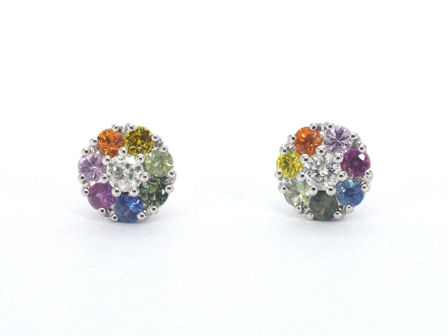 Witgouden oorbellen met diamant en saffieren