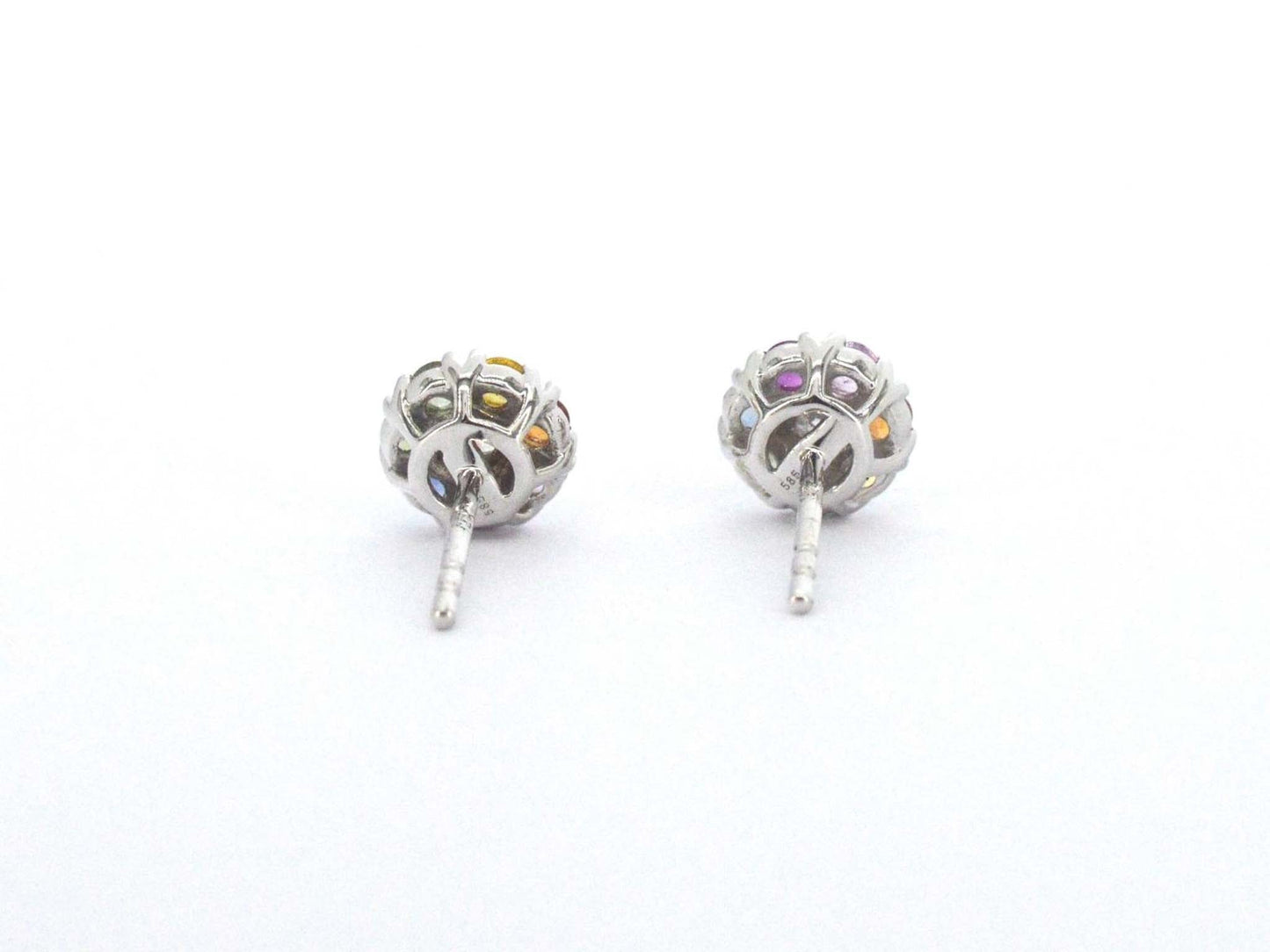 Witgouden oorbellen met diamant en saffieren