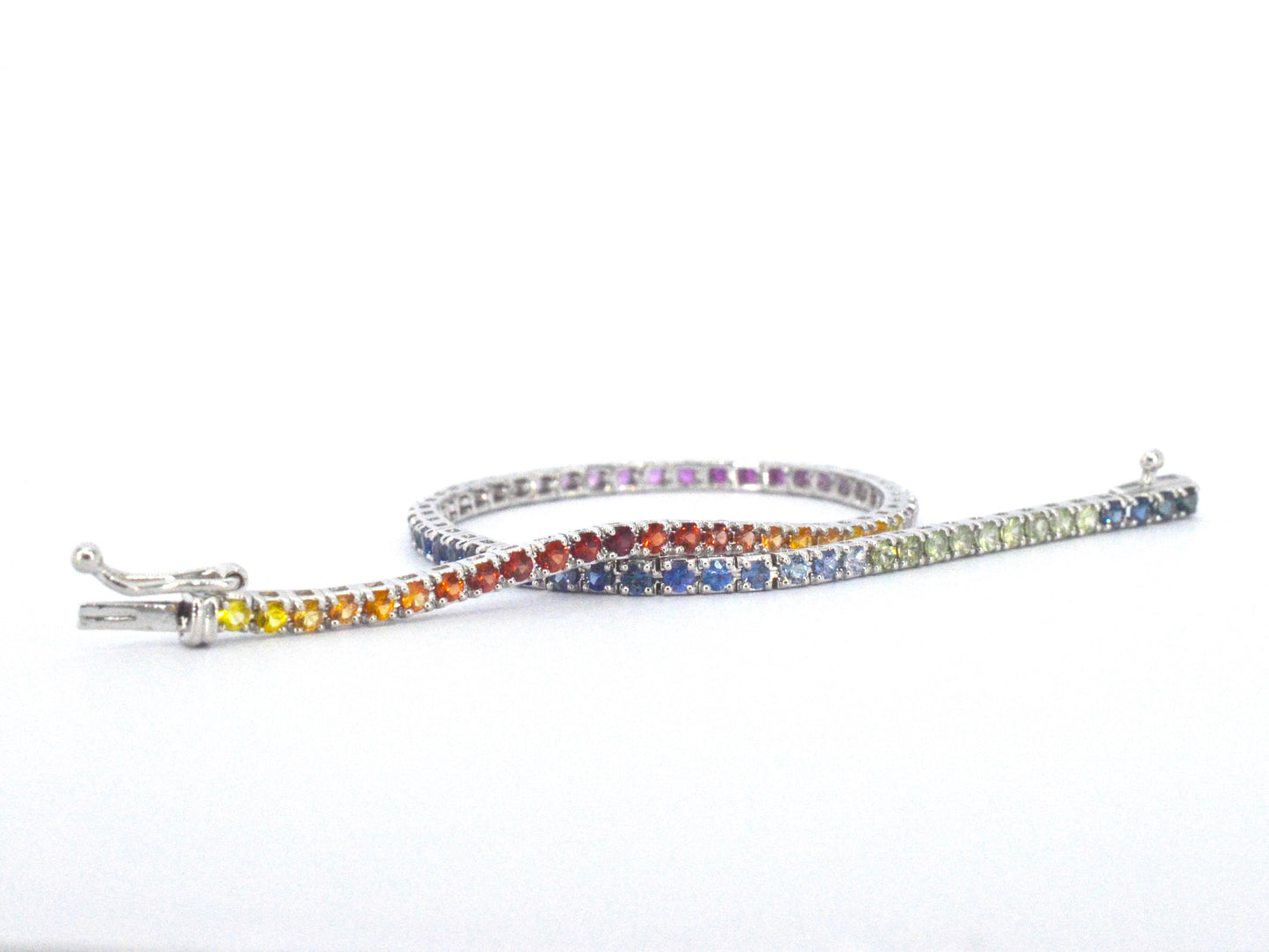 Gouden tennisarmband met 3.60 carat saffieren