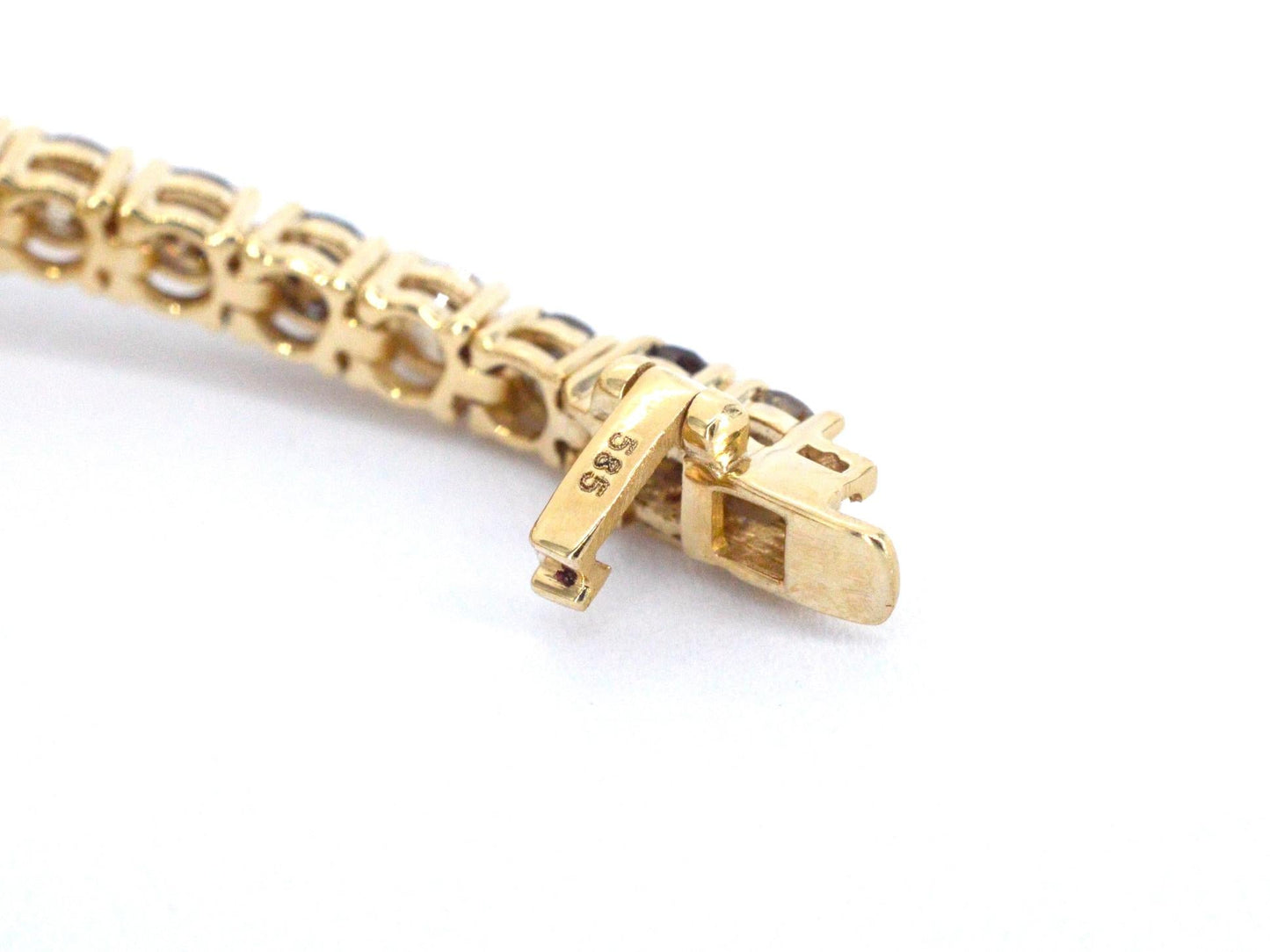 Gouden tennis collier met champagne en cognac diamanten