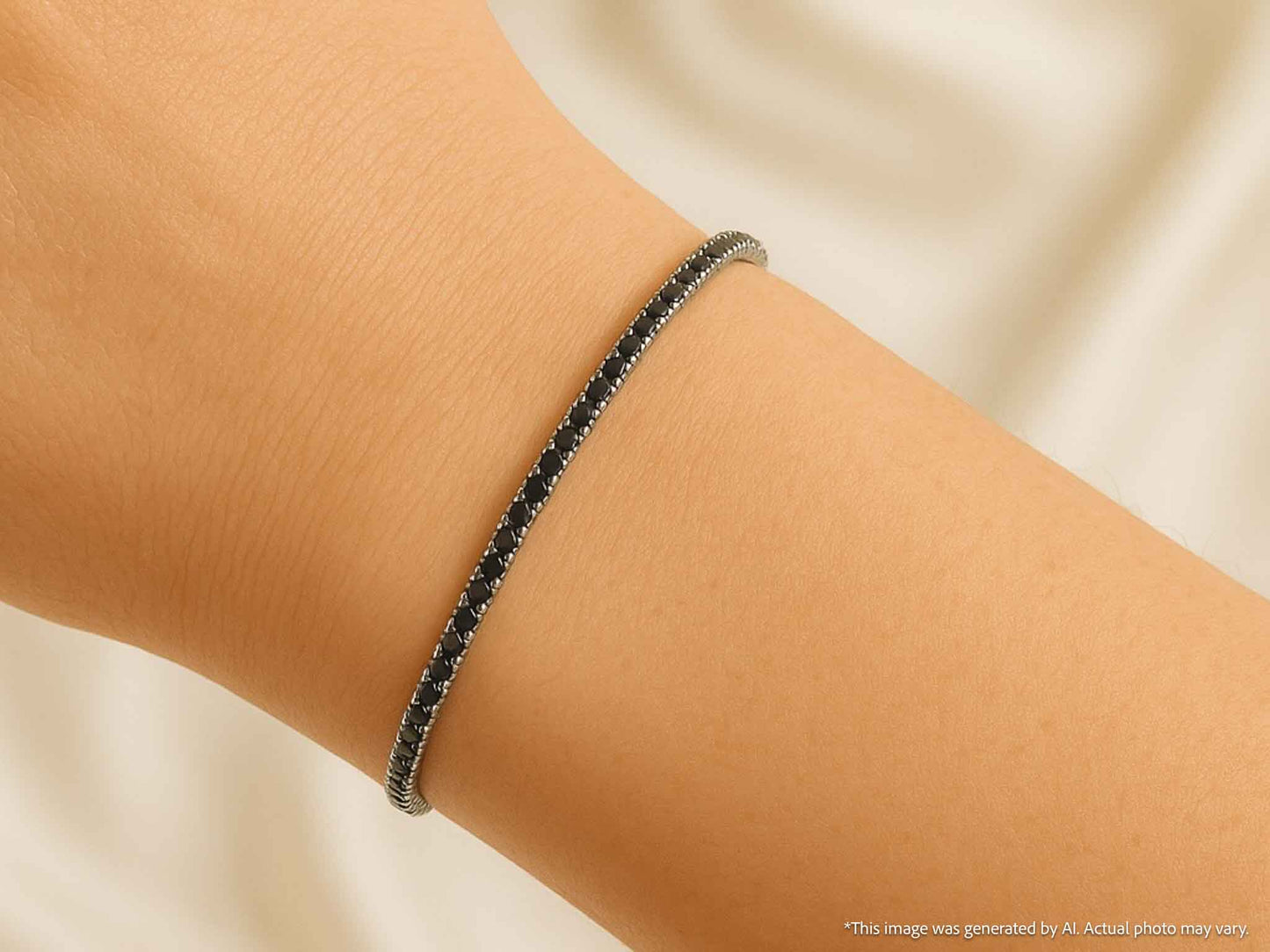 Witgouden tennisarmband met 2.80 carat aan zwarte diamanten