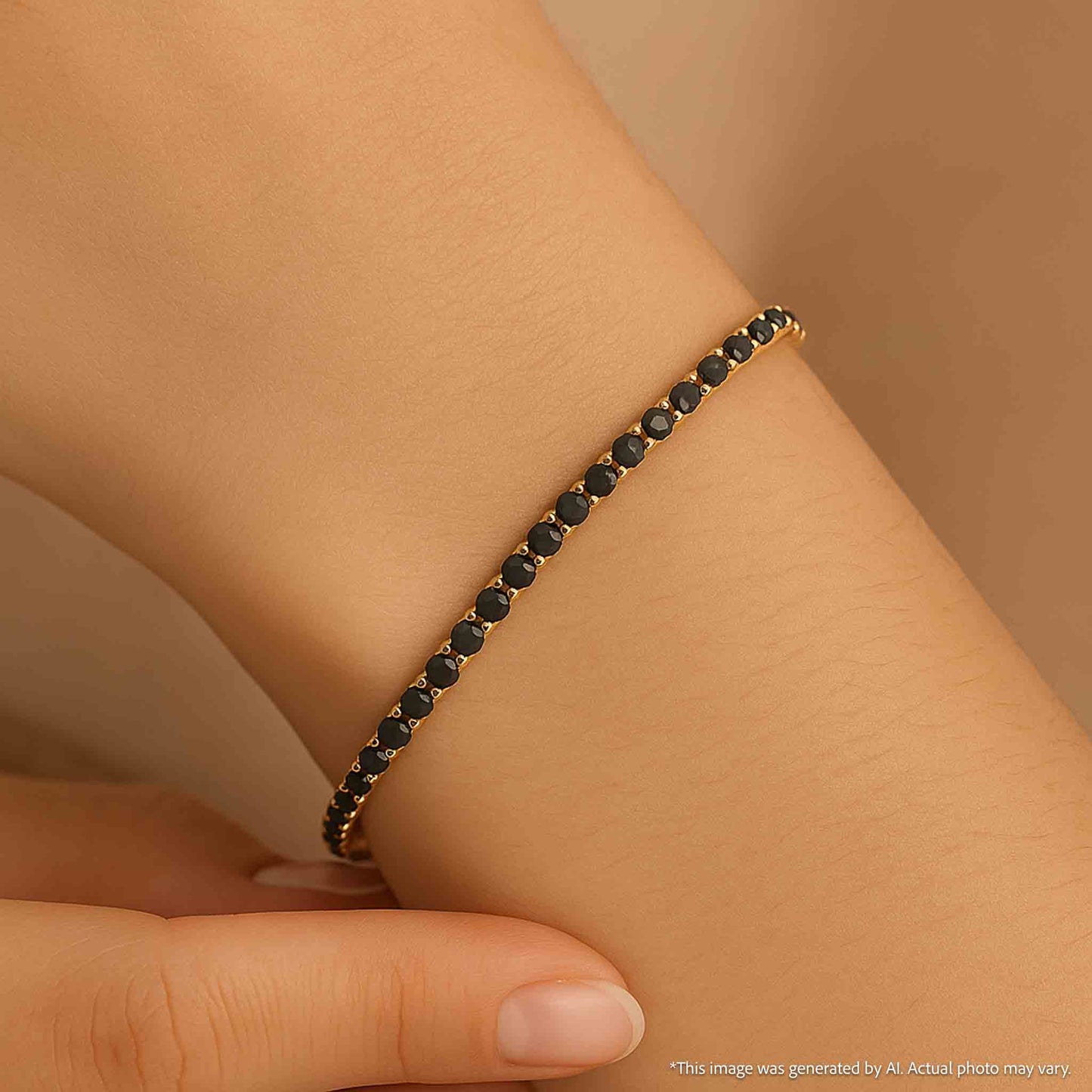 Gouden tennisarmband met 2.80 carat aan zwarte diamanten