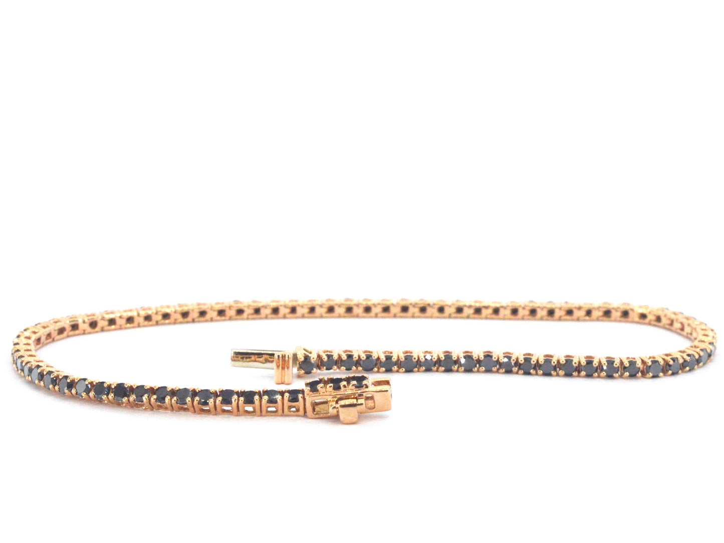 Rosegouden tennisarmband met 2.80 carat aan zwarte diamanten