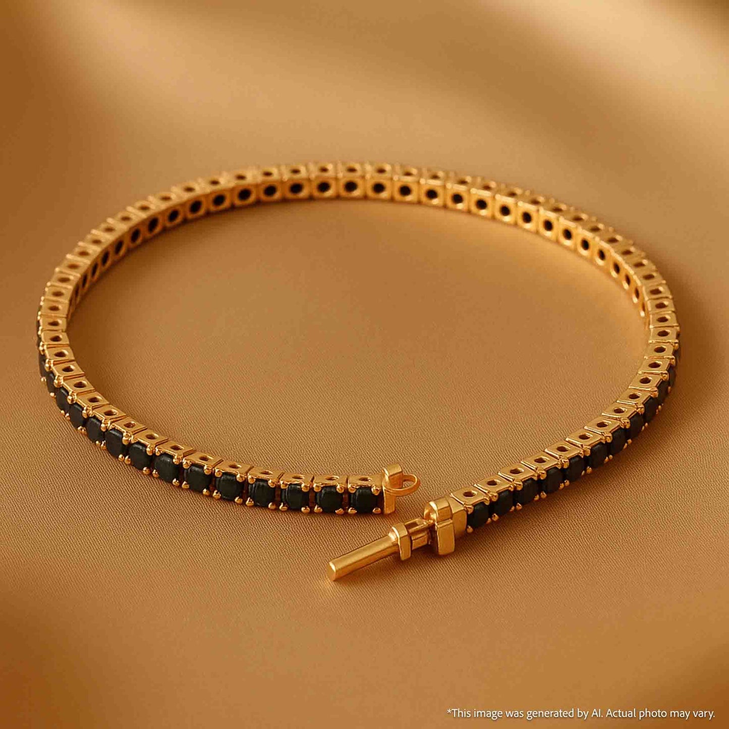 Rosegouden tennisarmband met 2.80 carat aan zwarte diamanten
