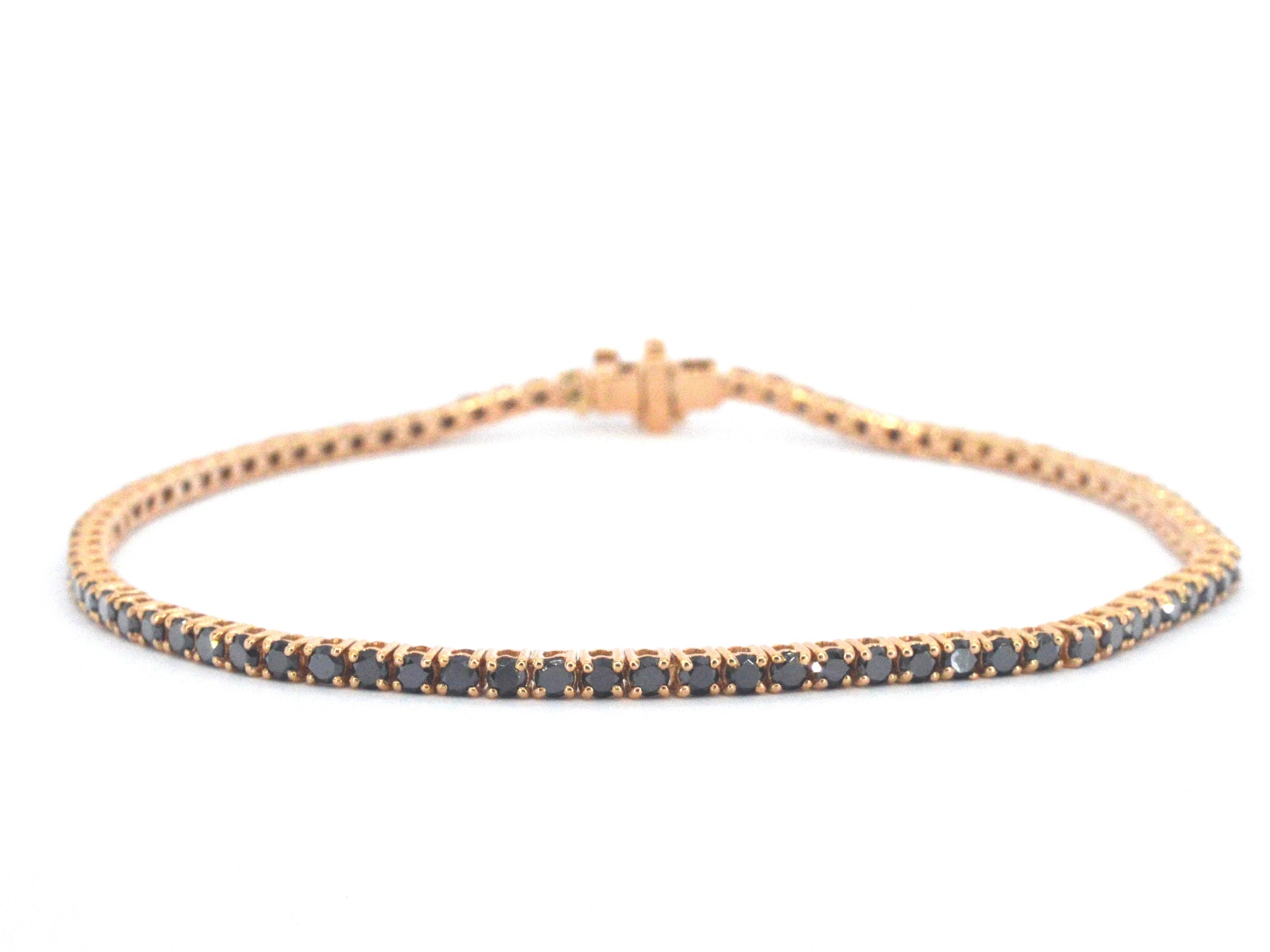 Rosegouden tennisarmband met 2.80 carat aan zwarte diamanten