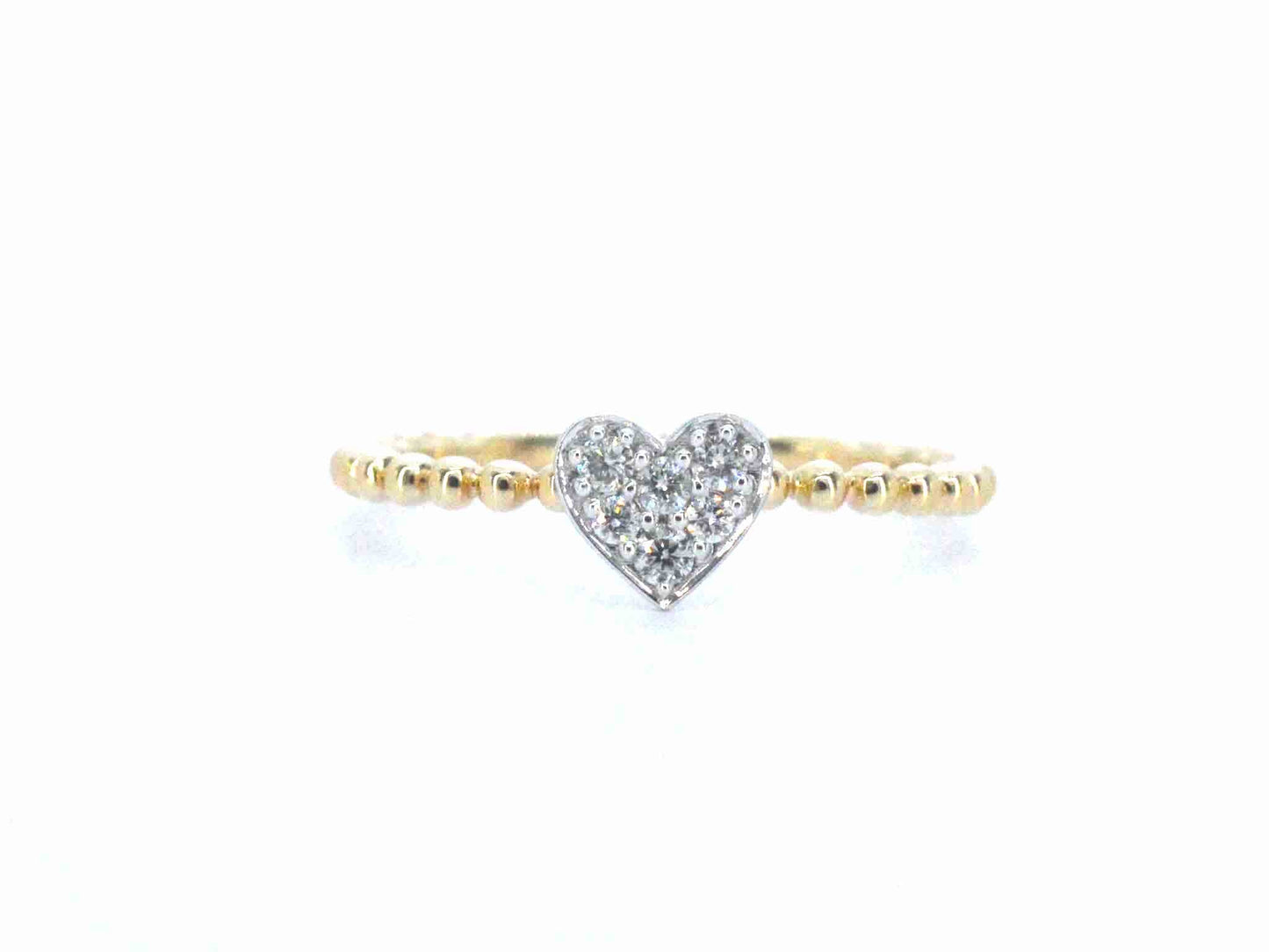 Gouden ring met een hartje vol gezet met diamanten