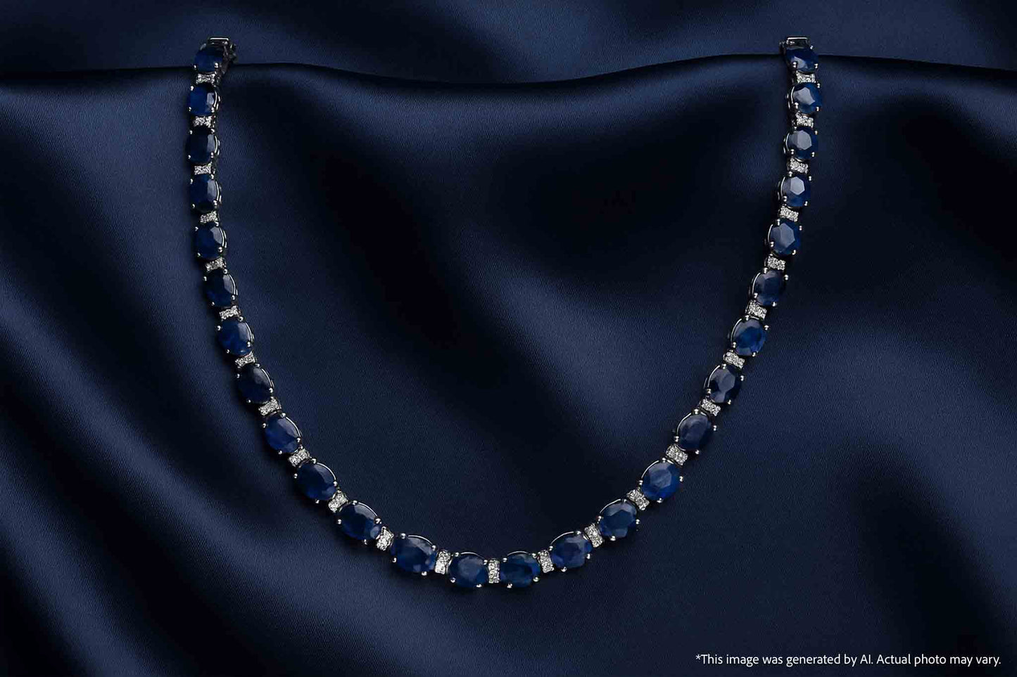 Tenniscollier met grote saffieren en natuurlijke diamanten