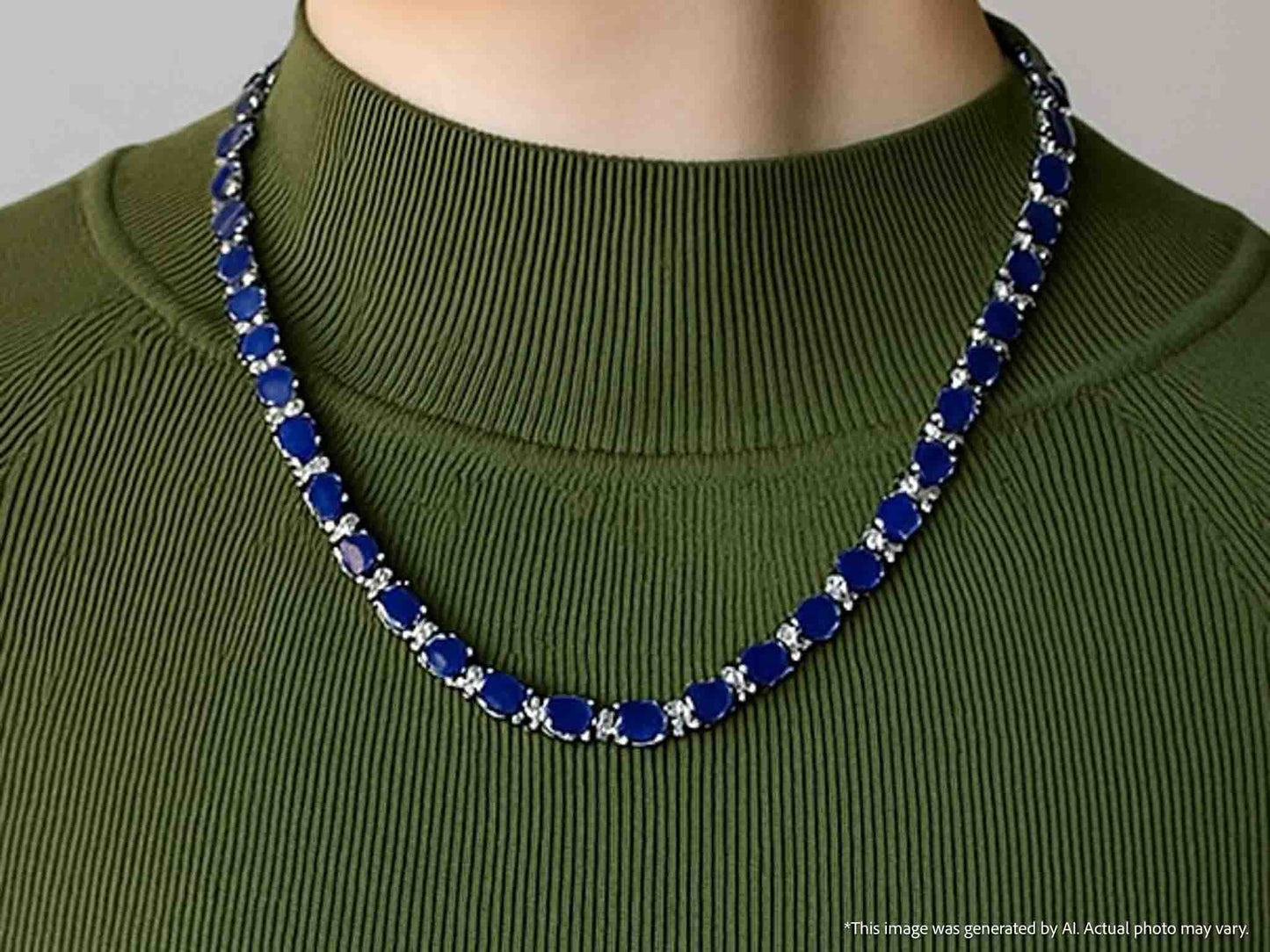 Tenniscollier met grote saffieren en natuurlijke diamanten