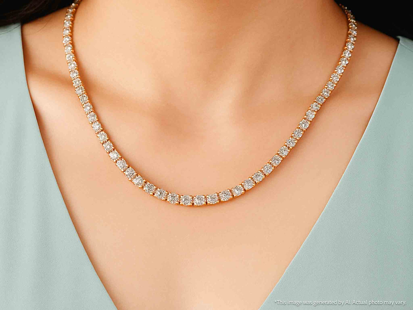 Gouden collier met briljant geslepen diamanten