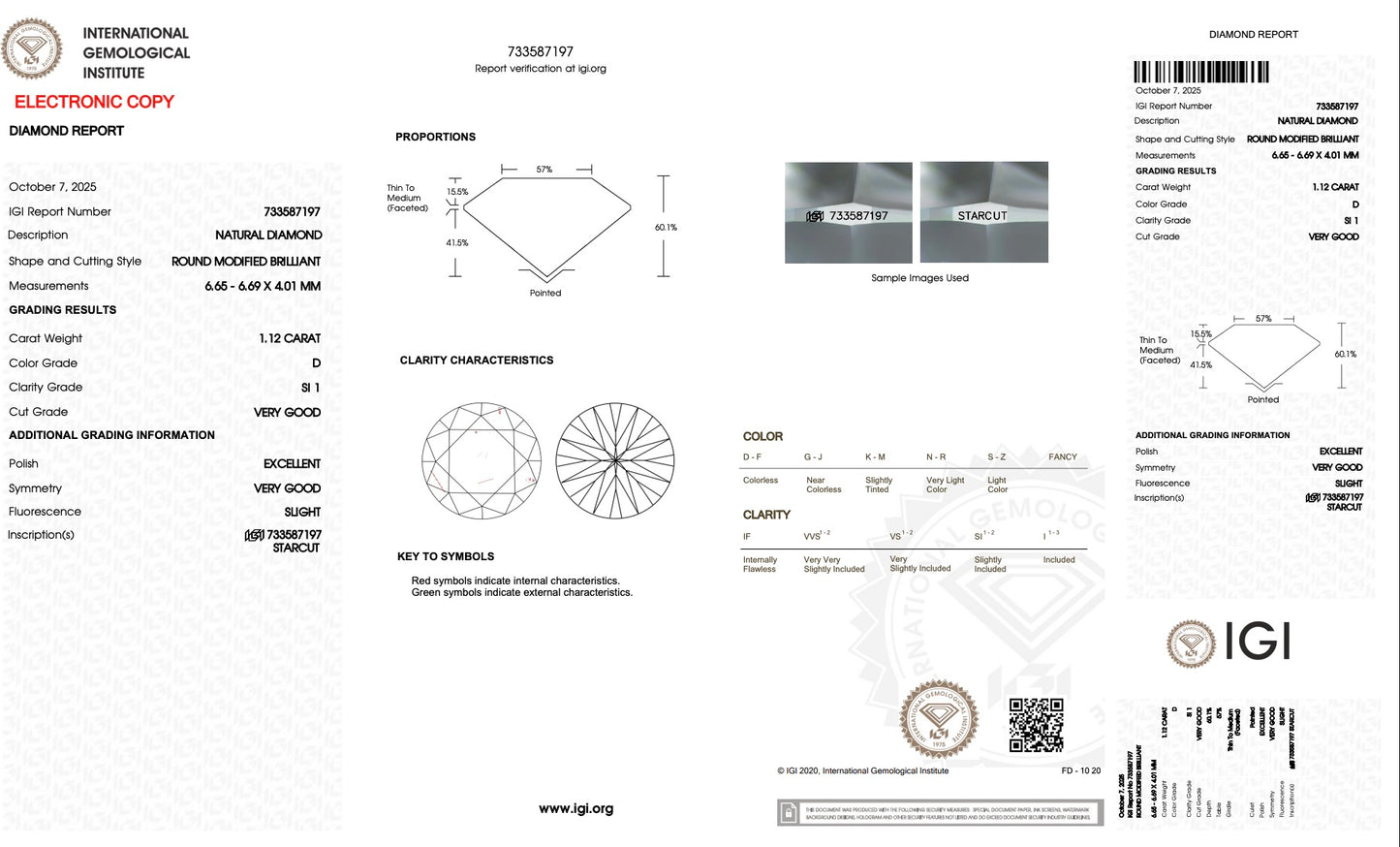 Diamant - 1.12 carat echte natuurlijke Starcut Briljant geslepen diamant (gecertificeerd)