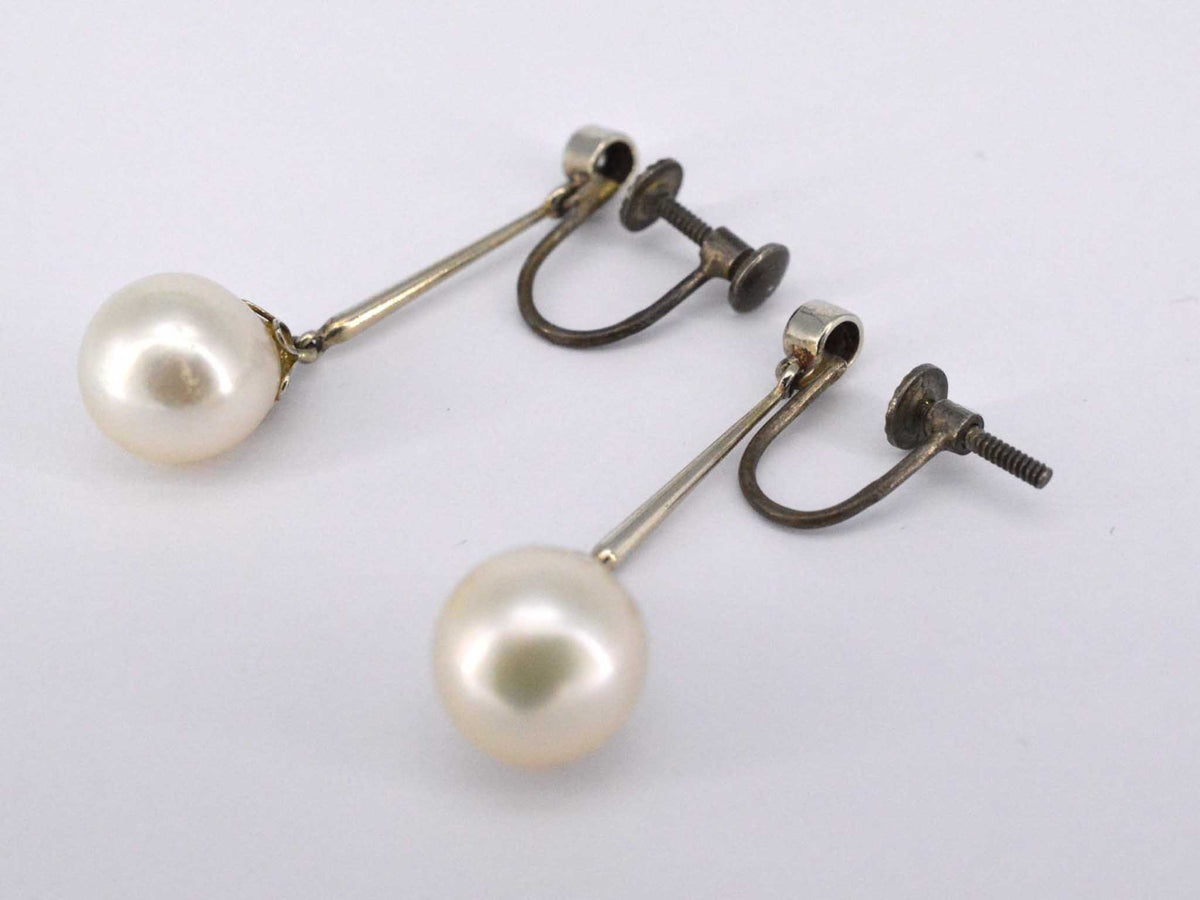 Antieke oorbellen met parels en diamant