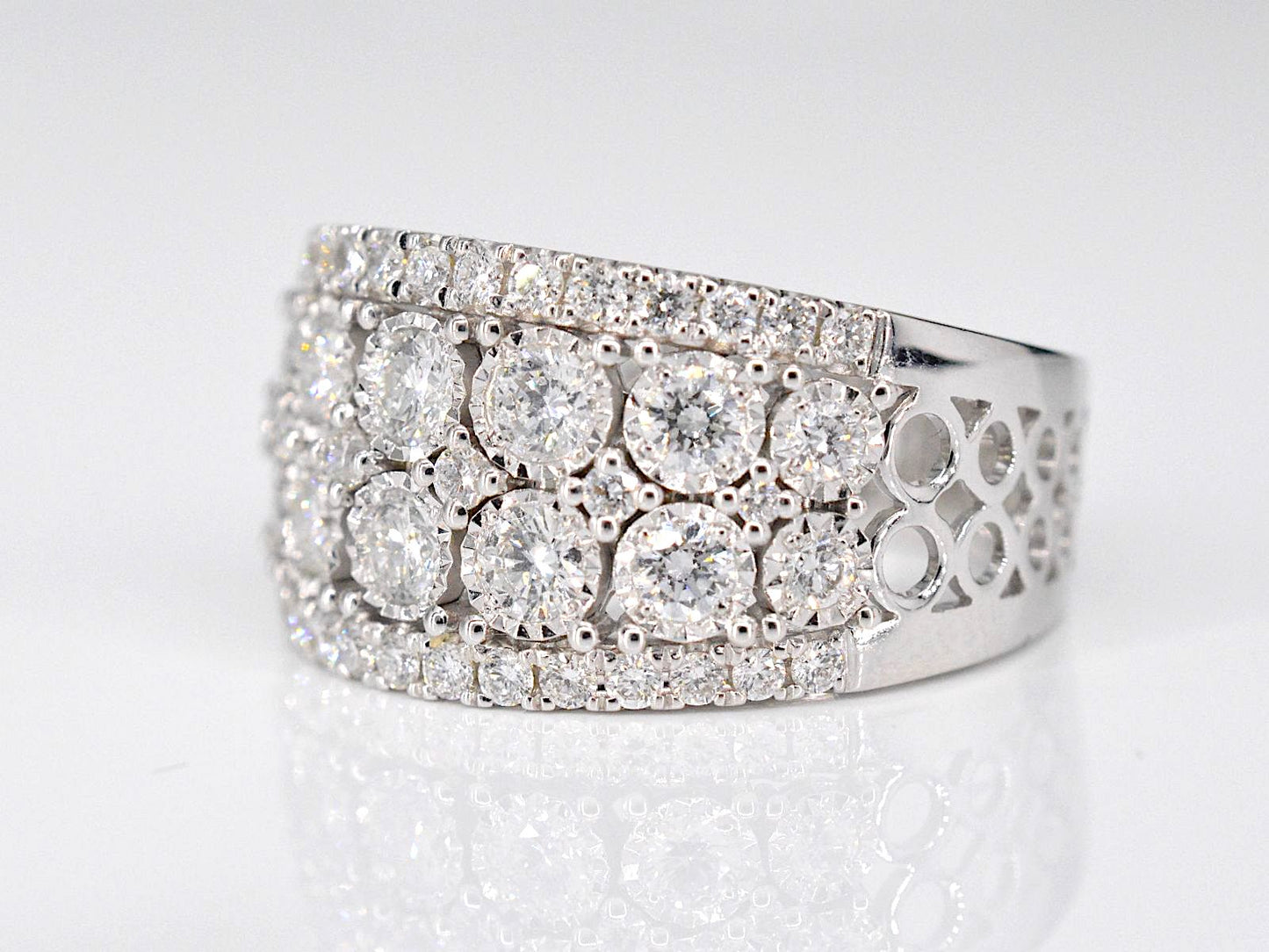 White gold paver with diamonds