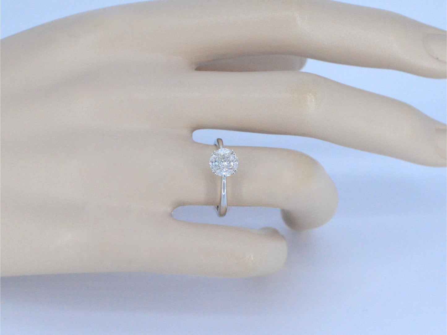 Witgouden ring met prinses en marquise geslepen natuurlijke diamanten