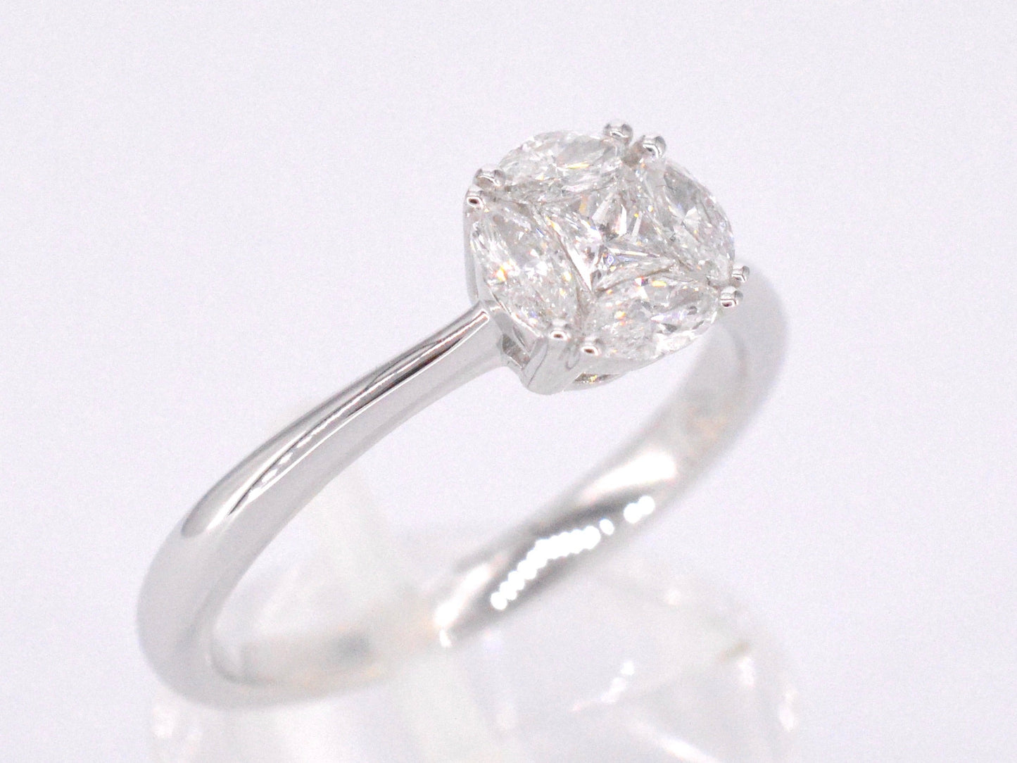 Witgouden ring met prinses en marquise geslepen natuurlijke diamanten