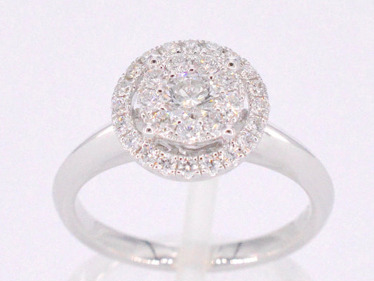 Witgouden entourage ring vol gezet met diamanten 1024-15