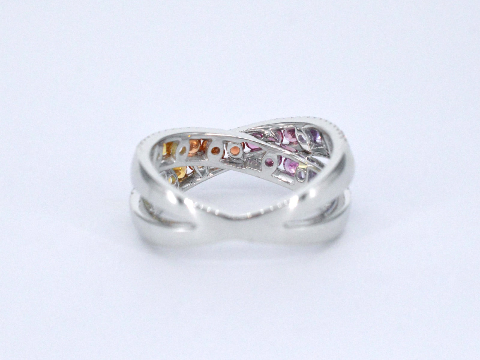 Witgouden ring met diamanten en multicolour saffieren 1071-5