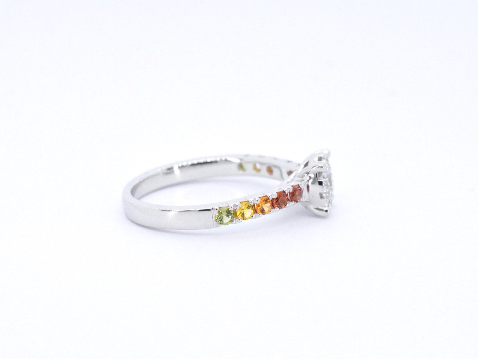 Witgouden ring met diamanten en multicolour saffieren 1073-4