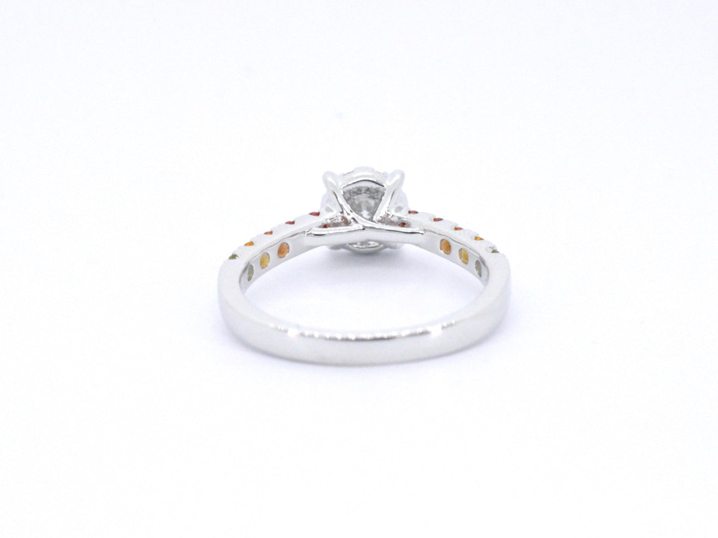 Witgouden ring met diamanten en multicolour saffieren 1073-6