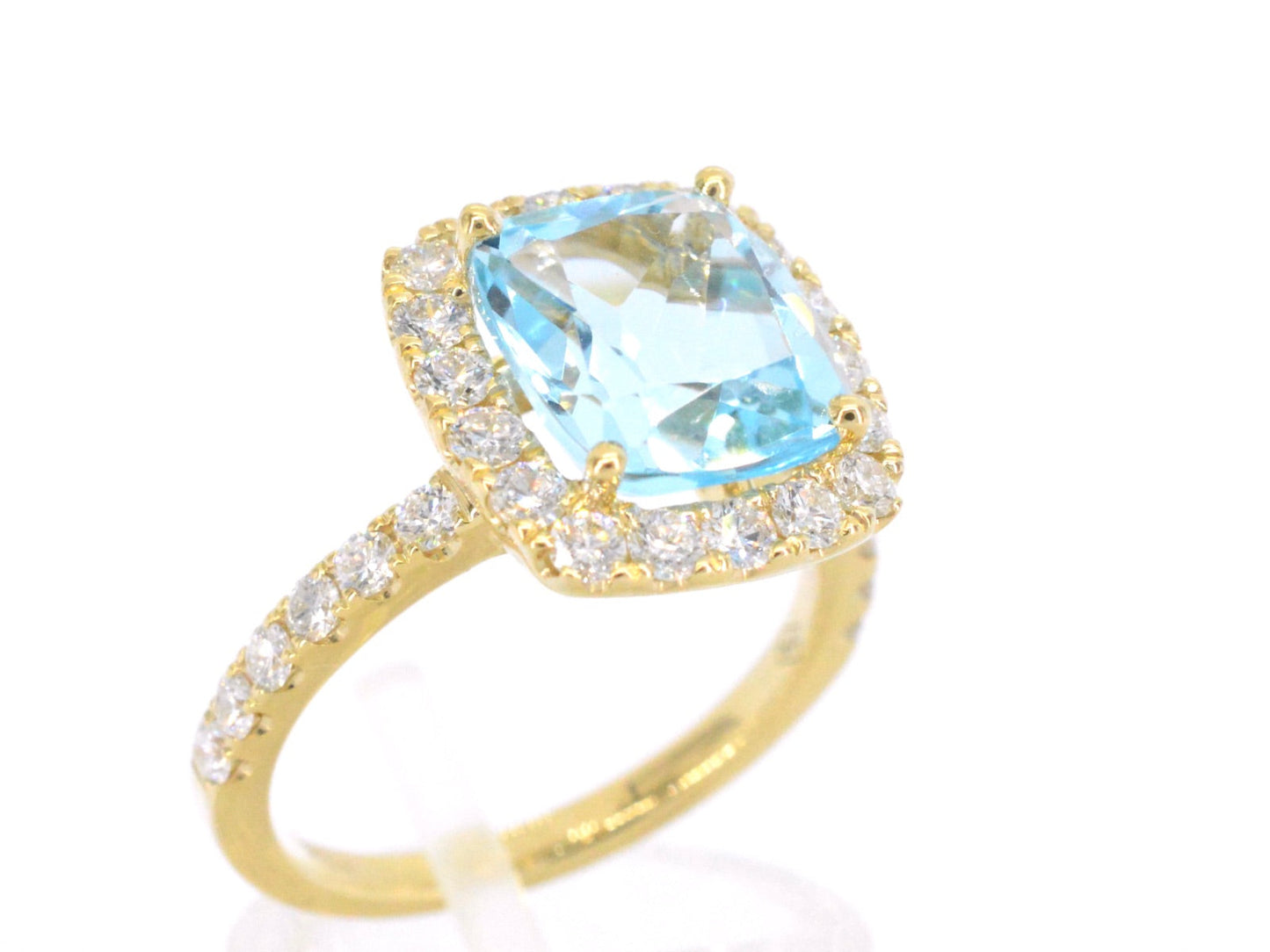 Gouden entourage ring met natuurlijke topaas en diamanten