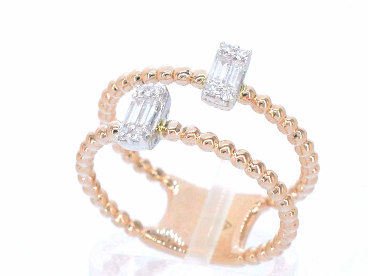 Rosegouden ring met diamanten gezet