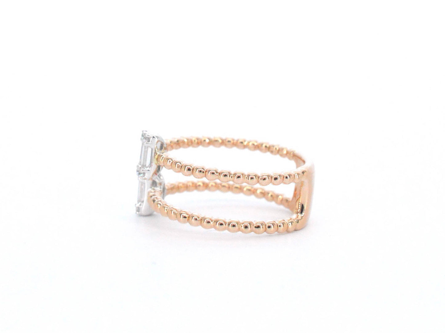 Rosegouden ring met diamanten gezet