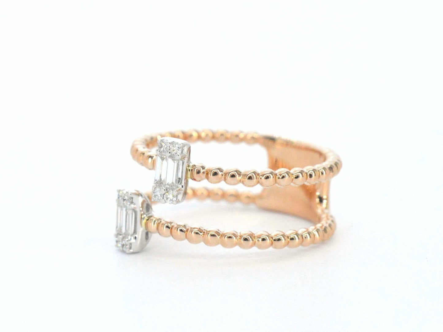 Rosegouden ring met diamanten gezet