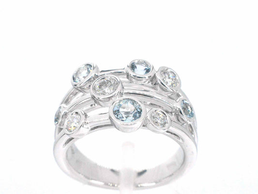 Witgouden design ring met aquamarijn en diamant