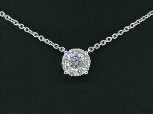 Witgouden ketting en hanger bezet met briljant geslepen diamant