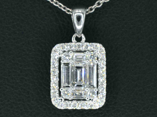 Witgouden hanger met diamanten en emerald shape in het midden