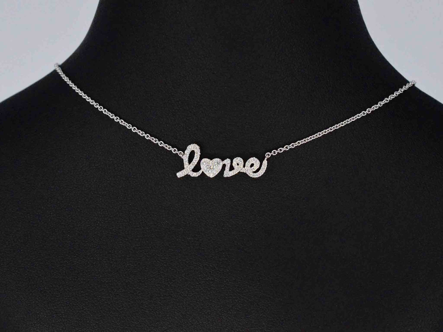 White gold 'love' necklace with diamonds