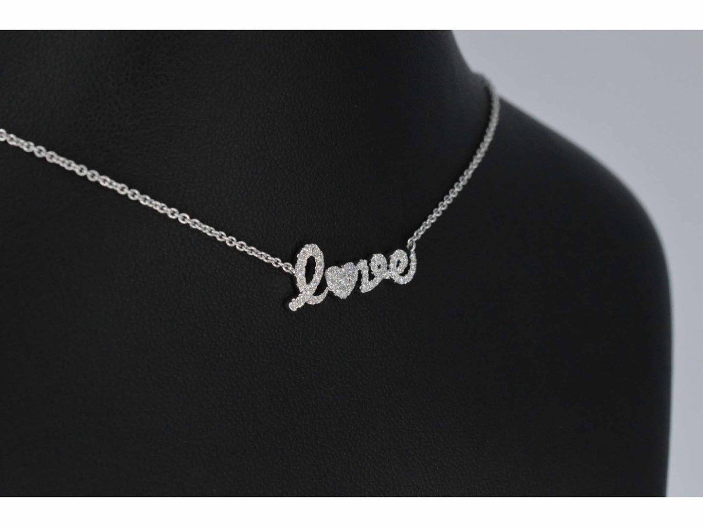 White gold 'love' necklace with diamonds