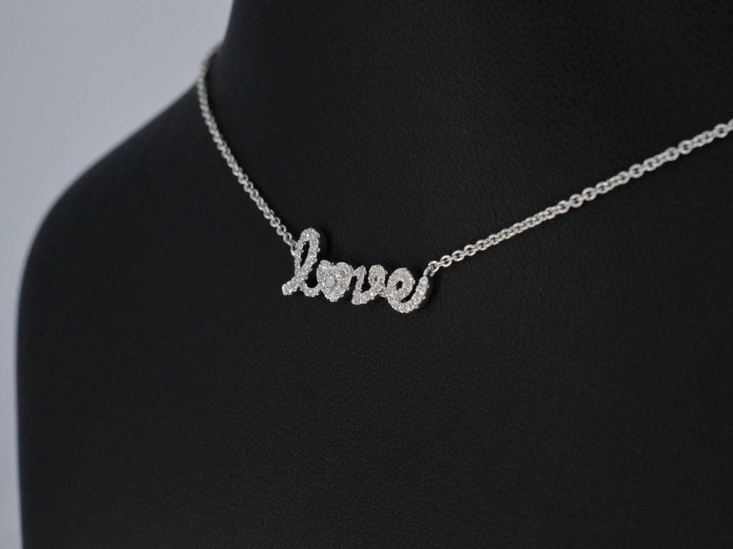 White gold 'love' necklace with diamonds