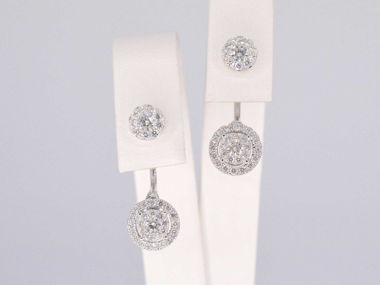 Witgouden luxe dubbele oorknoppen met diamanten