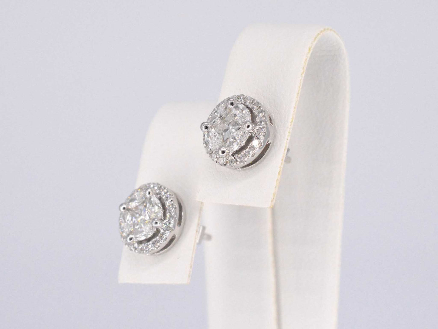 Weißgold-Diamantohrringe mit Brillantrand