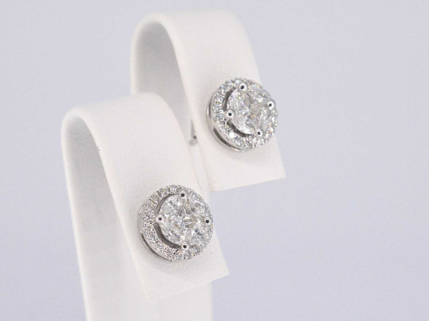 Weißgold-Diamantohrringe mit Brillantrand