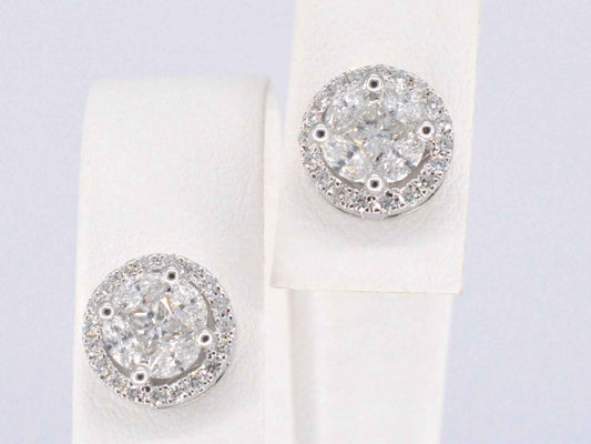 Witgouden diamanten oorbellen met een rand van briljanten