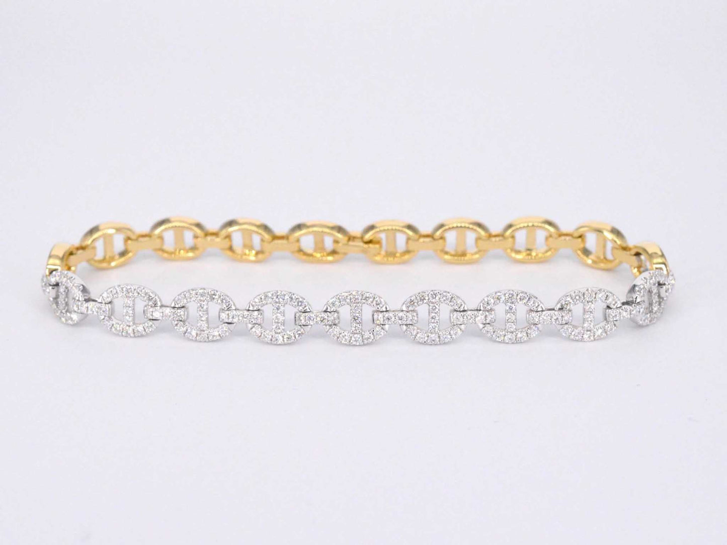 Gouden tennisarmband met diamanten schakels met 157 diamanten