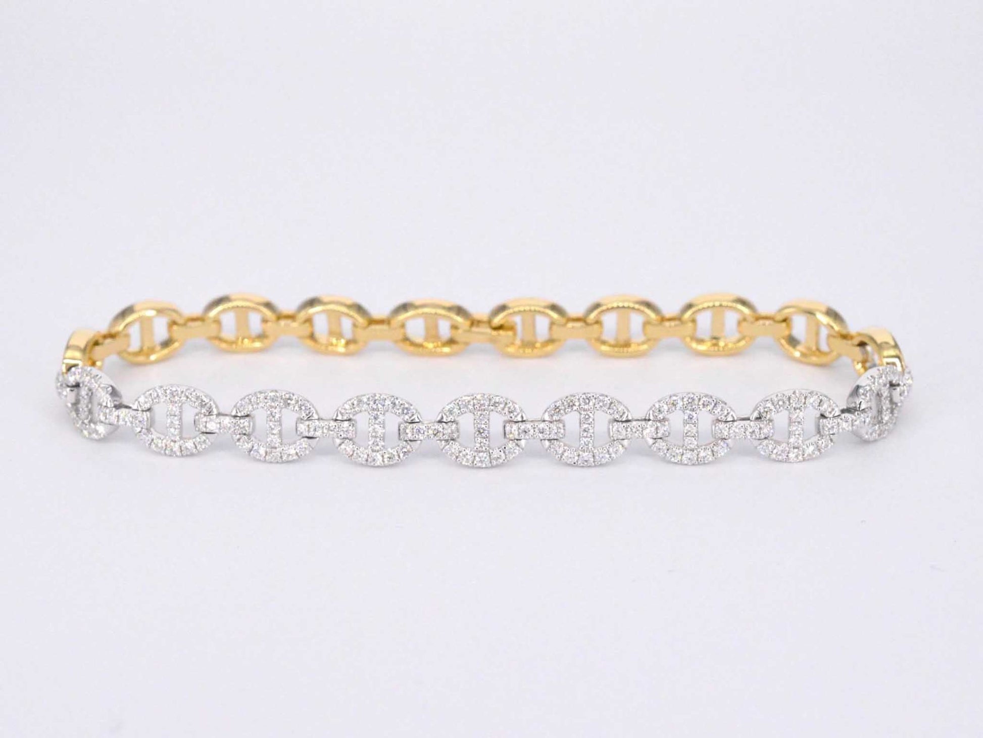 Gouden tennisarmband met diamanten schakels met 157 diamanten