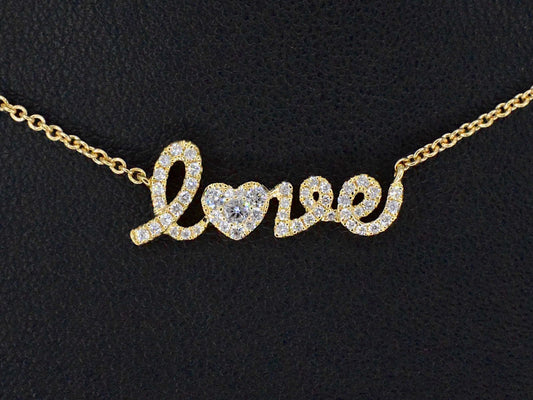 Gouden 'love' collier met diamanten
