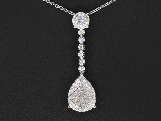 Druppelvormige hanger met briljant en princess geslepen diamanten