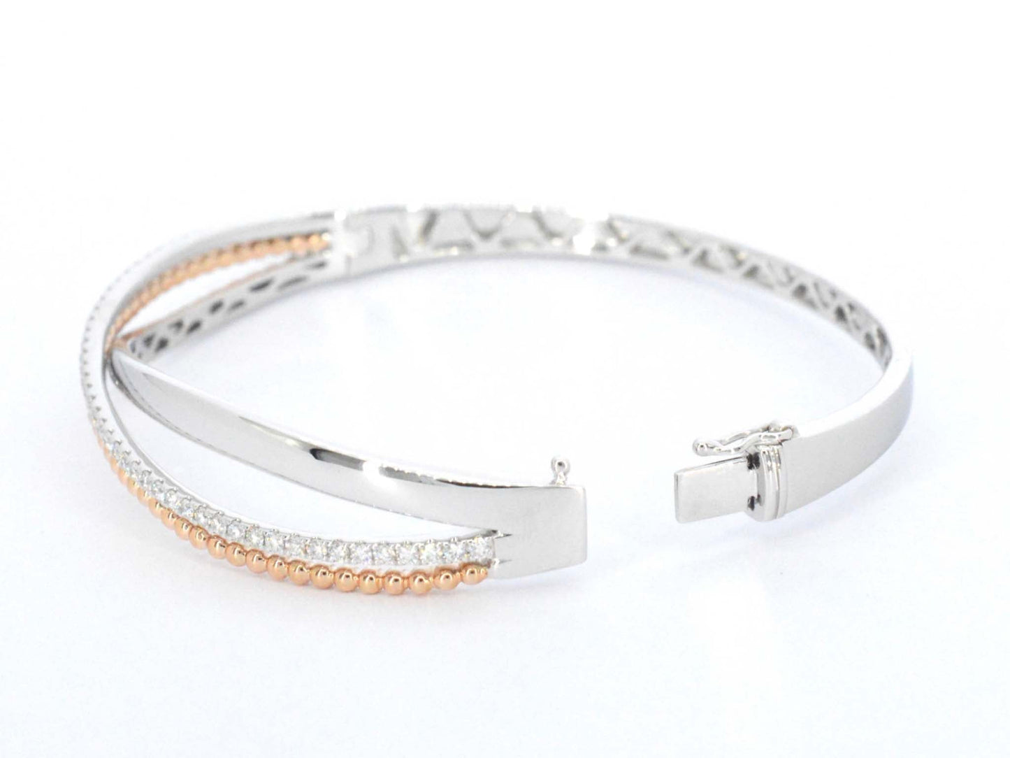 Gouden armband uit wit en rosegoud met diamanten