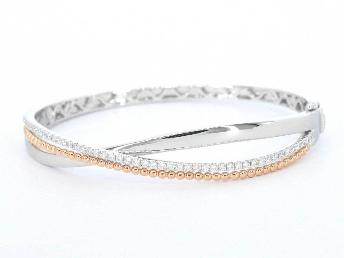 Gouden armband uit wit en rosegoud met diamanten